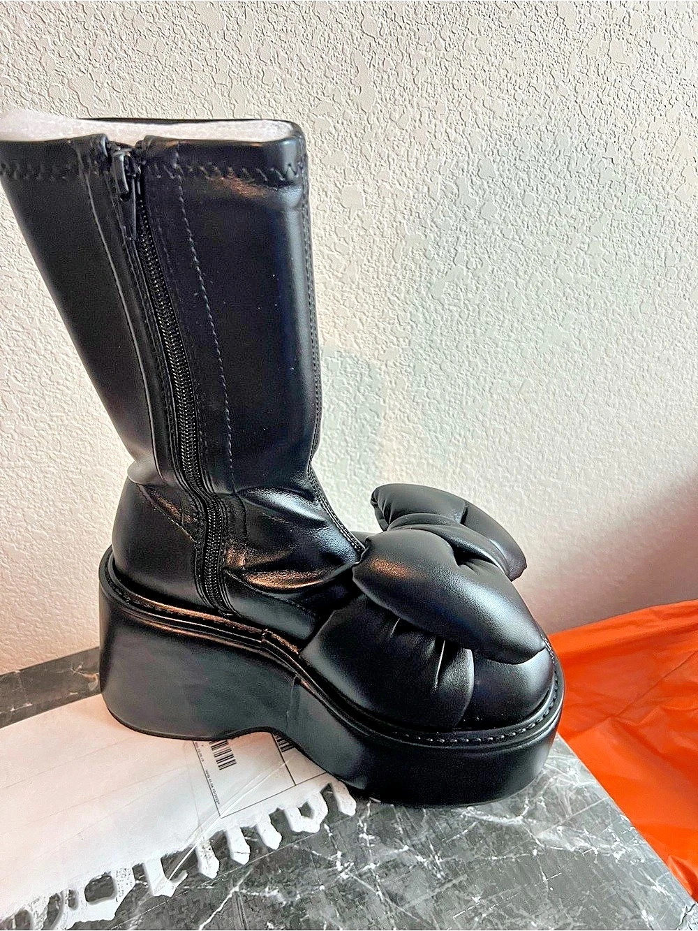 Black Platform Bow Boots Like New